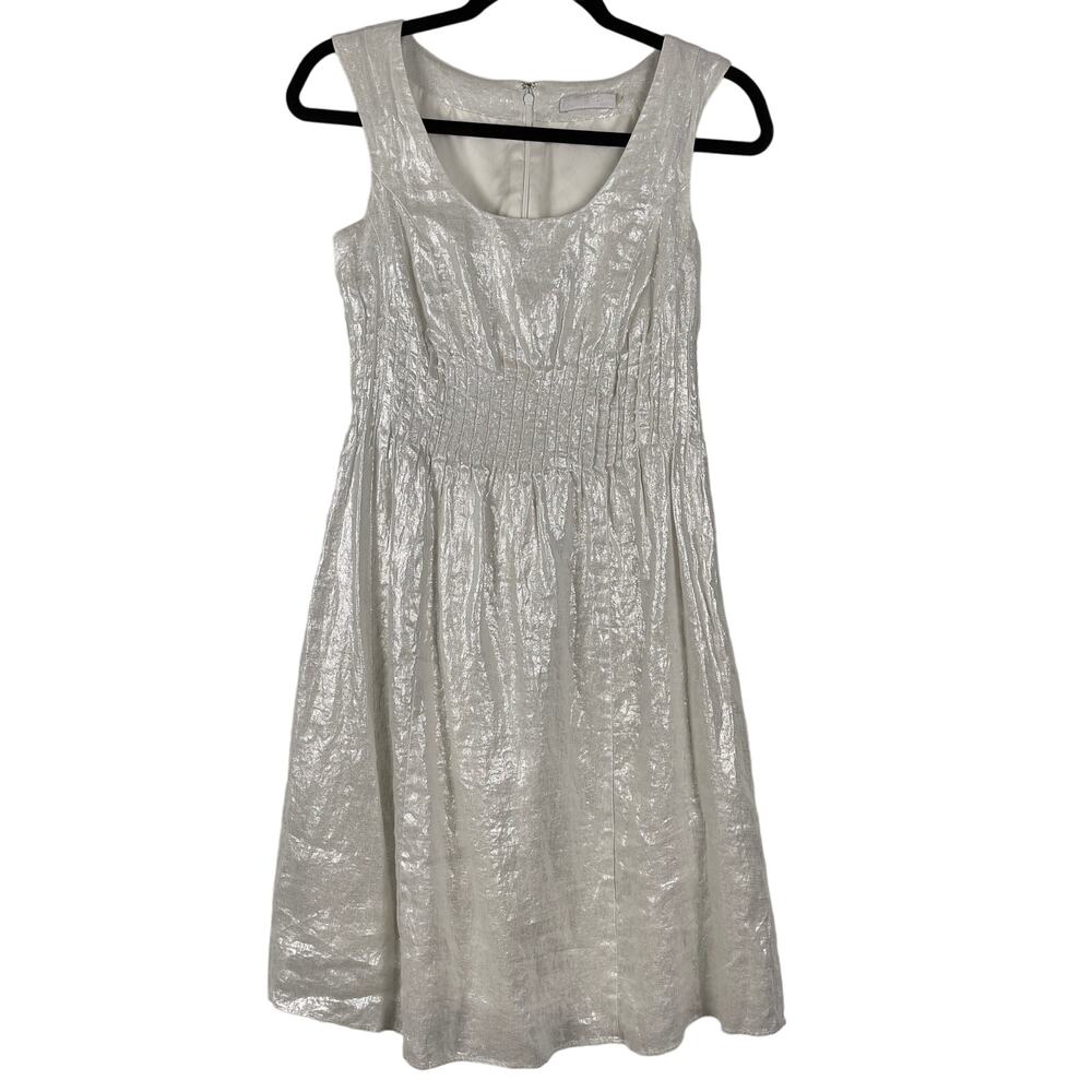 Badgley Mischka Metallic Linen Knee‎ Length Sleeveless Dress Party Cocktail